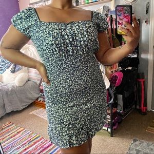 Wild Fable Puff Sleeve Shirred Mini Dress